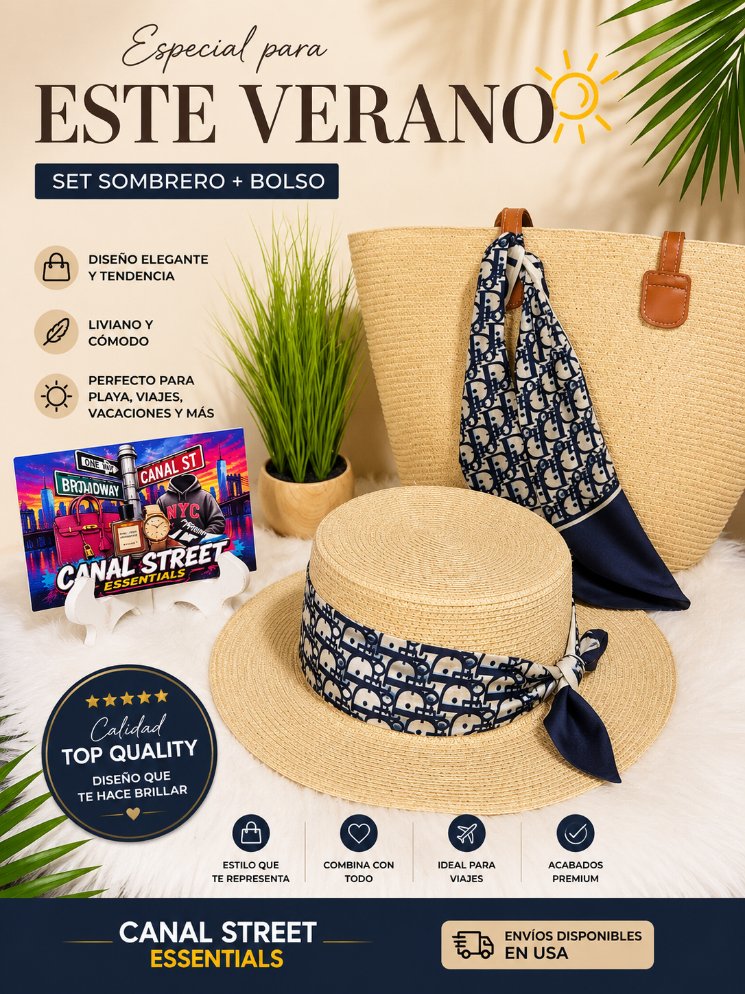 BOLSO TIPO TOTE CD CON SOMBRERO PLAYERO