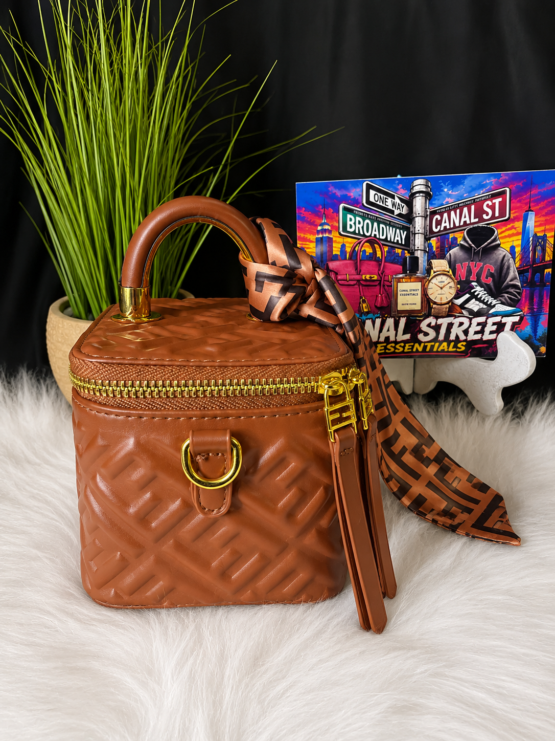 FND Vanity Quilted Brown Top Handle Inspired 🤎✨