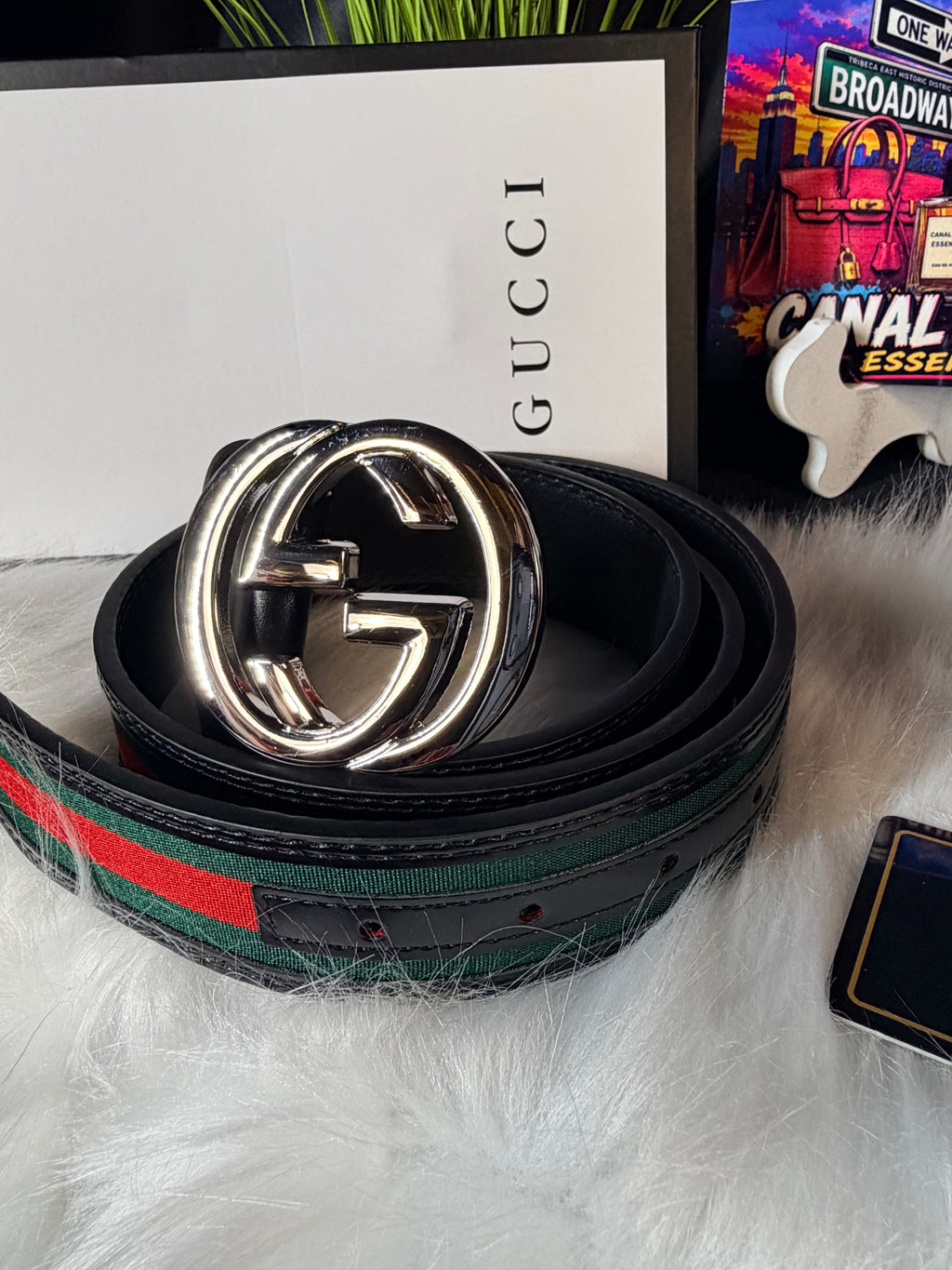 Set GG Belt & Wallet Black Signature Inspired 🖤✨