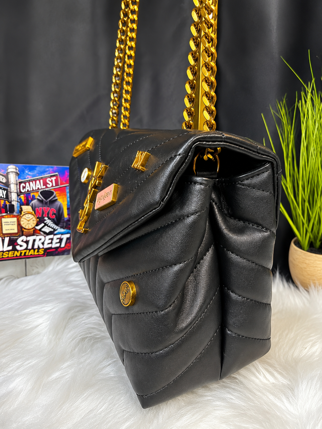 SL-YSL Black Quilted Shoulder Bag 🖤✨