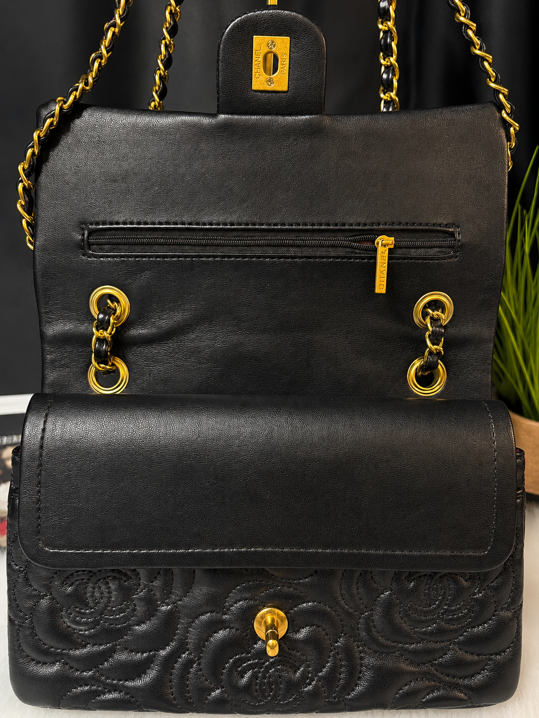 CC Camellia Black Quilted Shoulder Bag 🖤✨