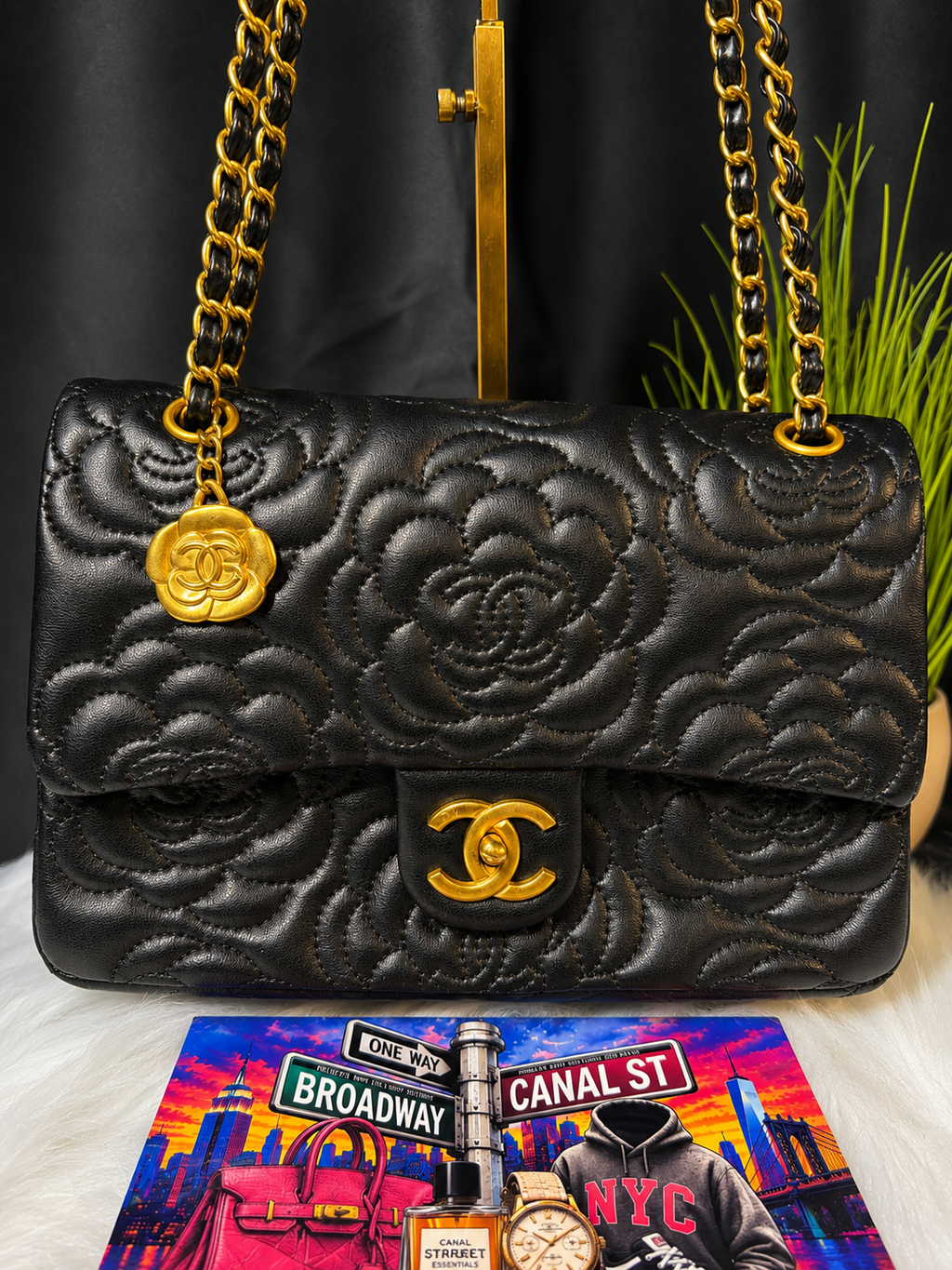 CC Camellia Black Quilted Shoulder Bag 🖤✨
