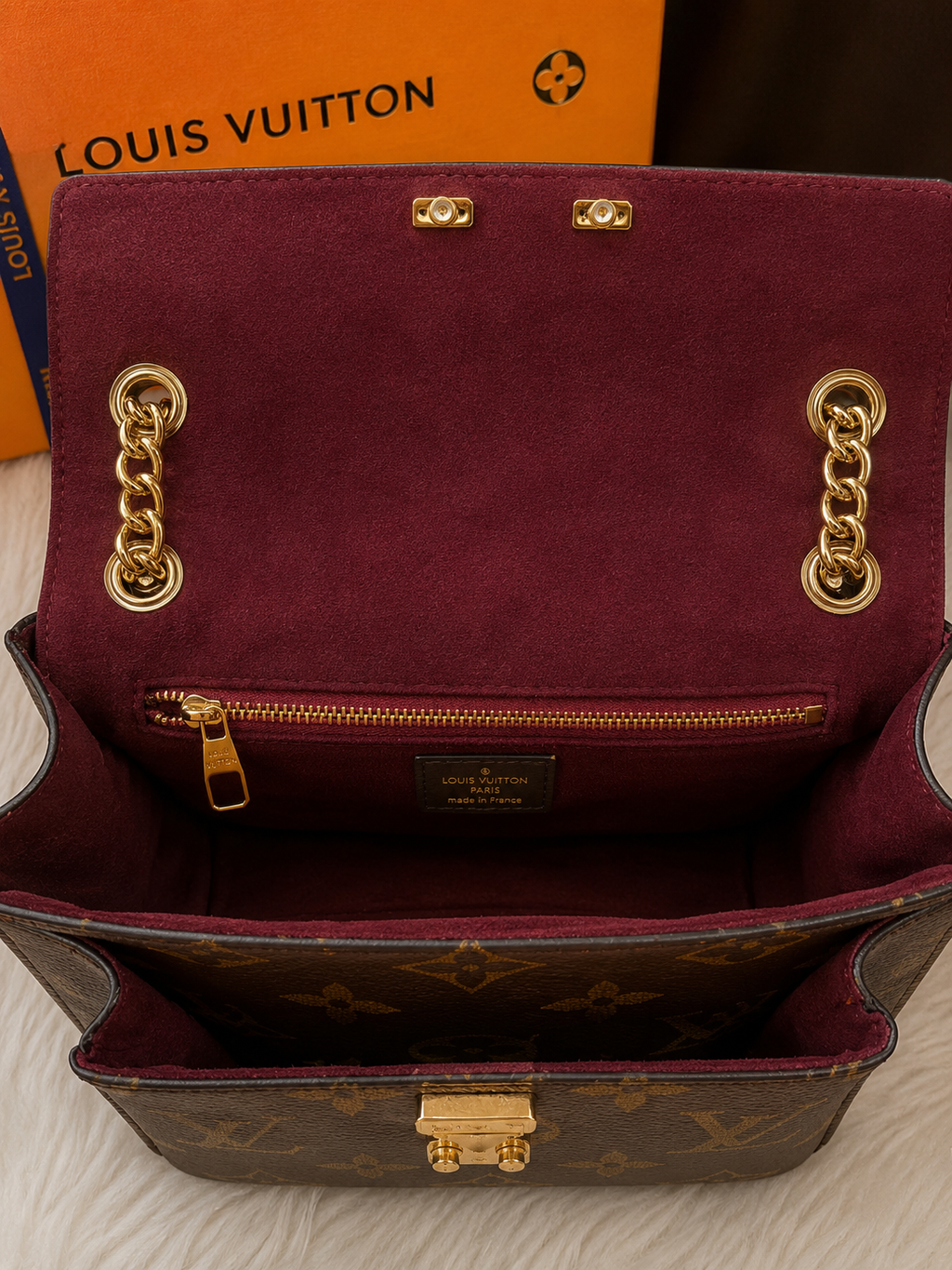 LV Burgundy Interior Chain Shoulder Bag