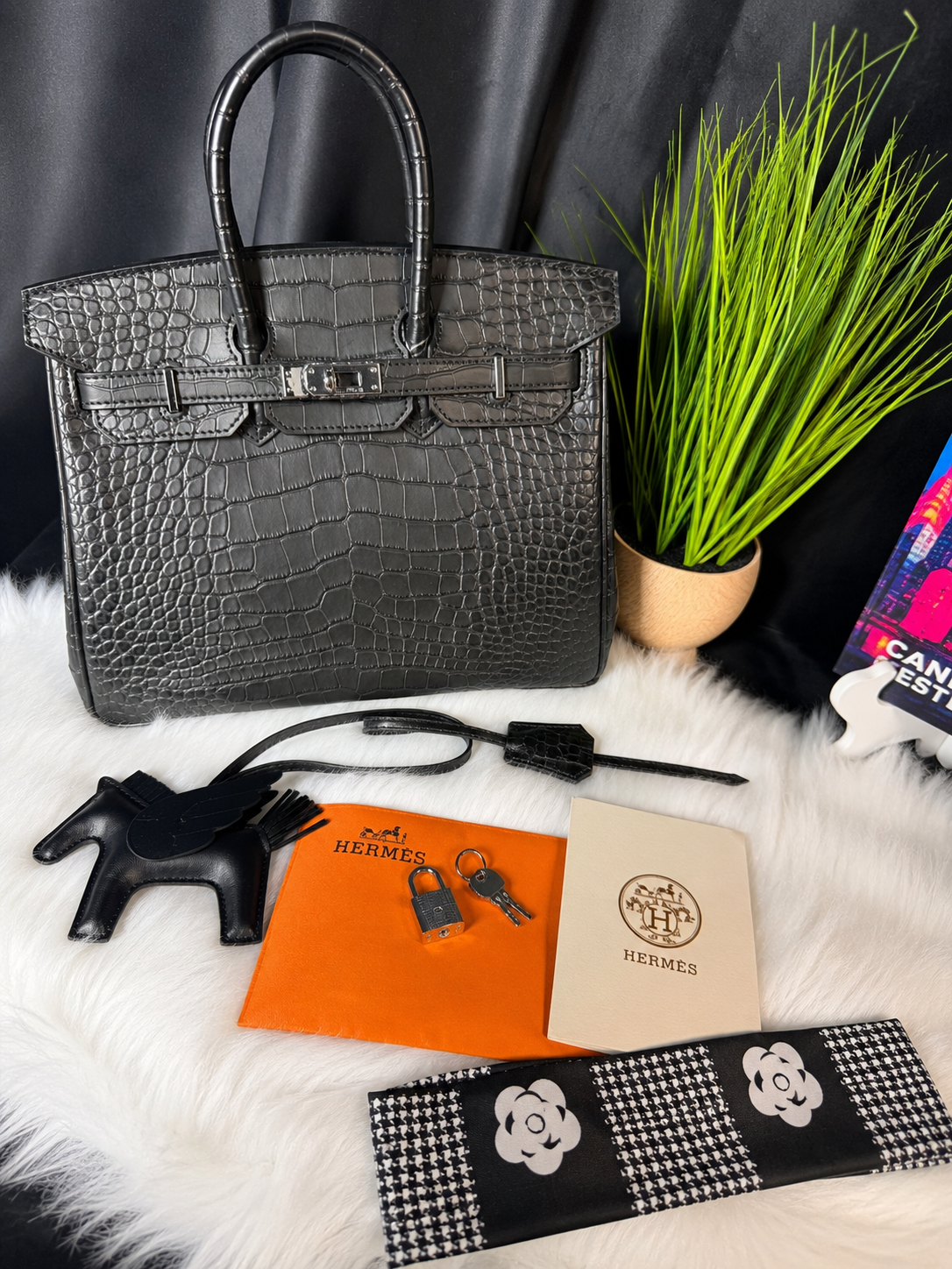 HRMS Birkin 20 Croc Black Luxury Edition 🖤✨
